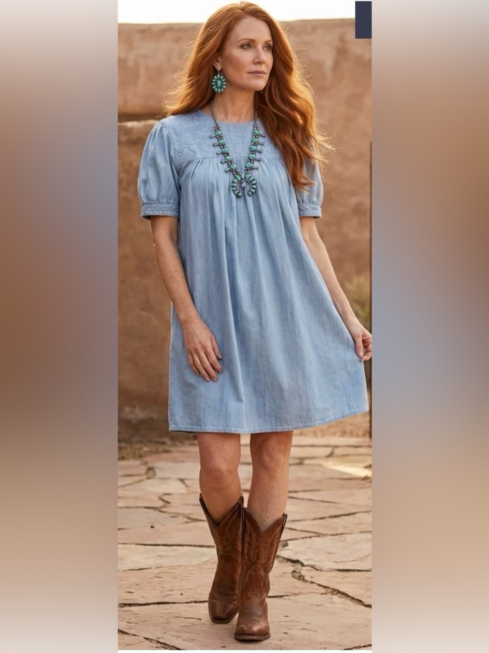NWOT Faded Denim Halftime Dress with Pockets